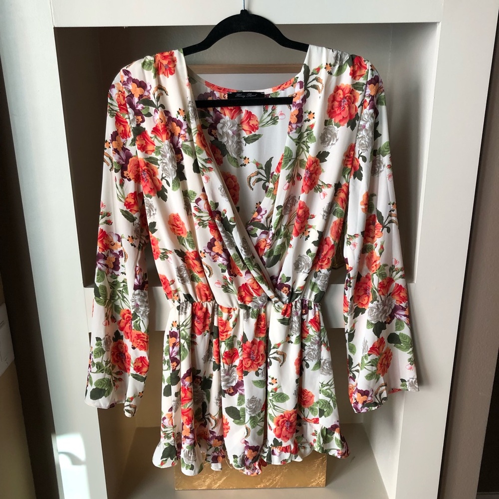 Honey Punch Floral Long Sleeve Romper